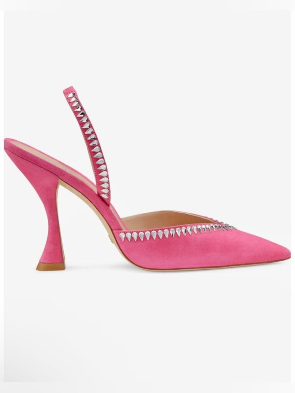 Hot Pink Stuart Weitzman Suede Studded Pumps – Luxury Designer Heels – NIB 7.5